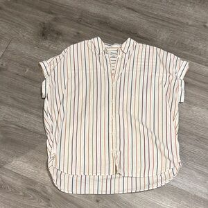 Madewell Striped Blouse - White with Multicolor Stripes